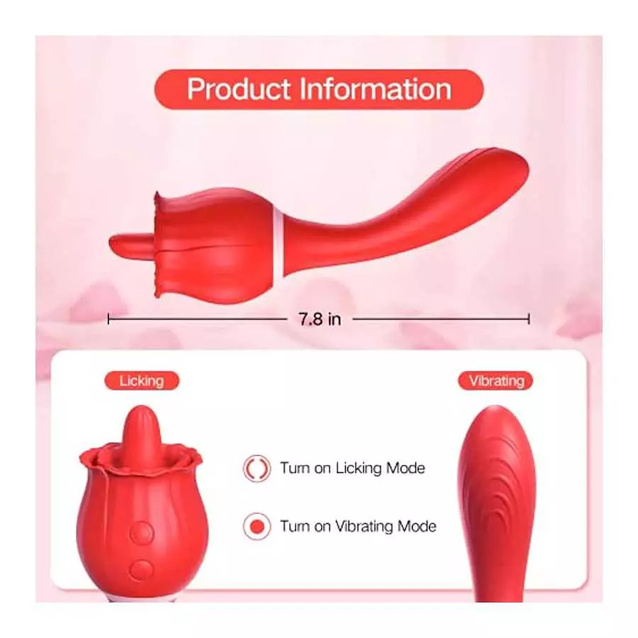 Rose Tongue Vibrator Sex Toys for Women Pleasure, Kiki’s Toy Licking Adult Vibrator Massager Adult Toy with 10 Licking & 20 Vibr