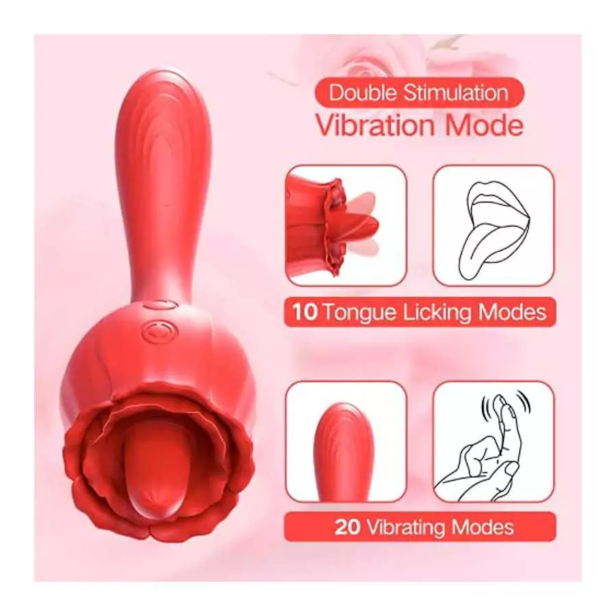 Rose Tongue Vibrator Sex Toys for Women Pleasure, Kiki’s Toy Licking Adult Vibrator Massager Adult Toy with 10 Licking & 20 Vibr