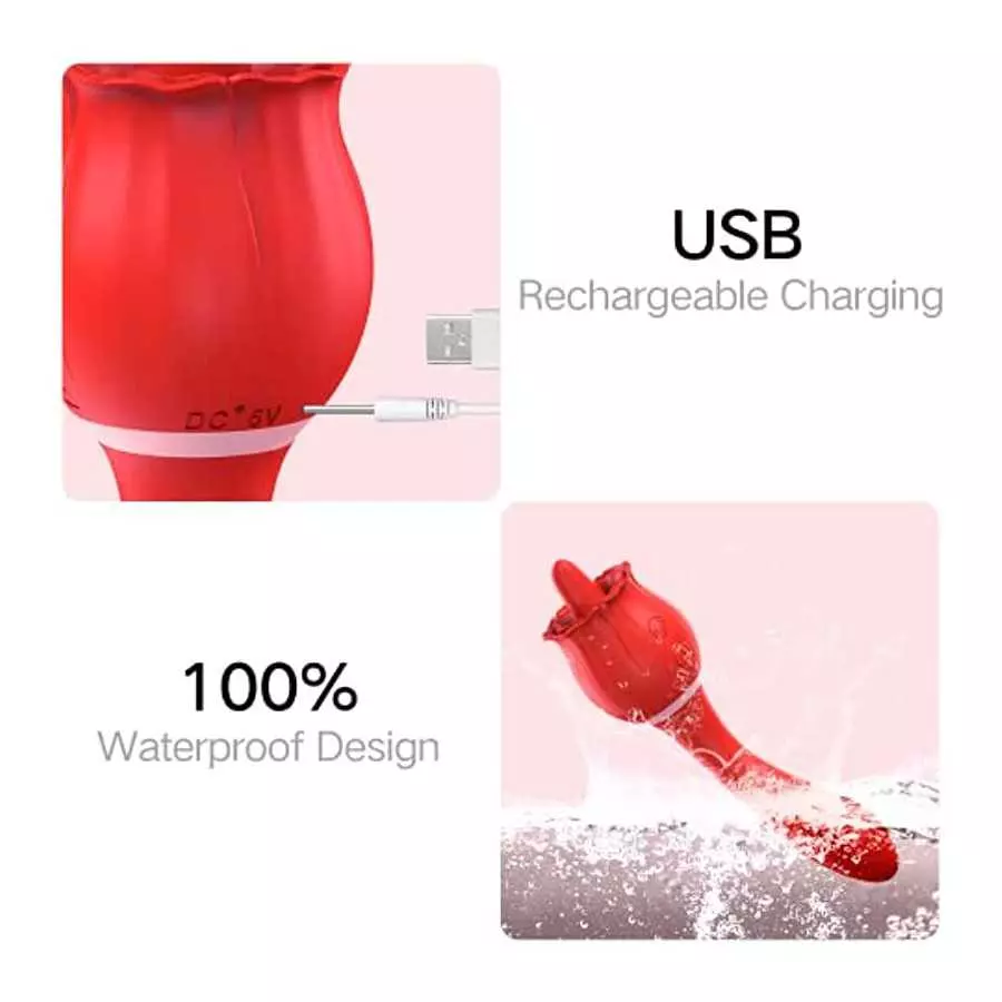 Rose Tongue Vibrator Sex Toys for Women Pleasure, Kiki’s Toy Licking Adult Vibrator Massager Adult Toy with 10 Licking & 20 Vibr