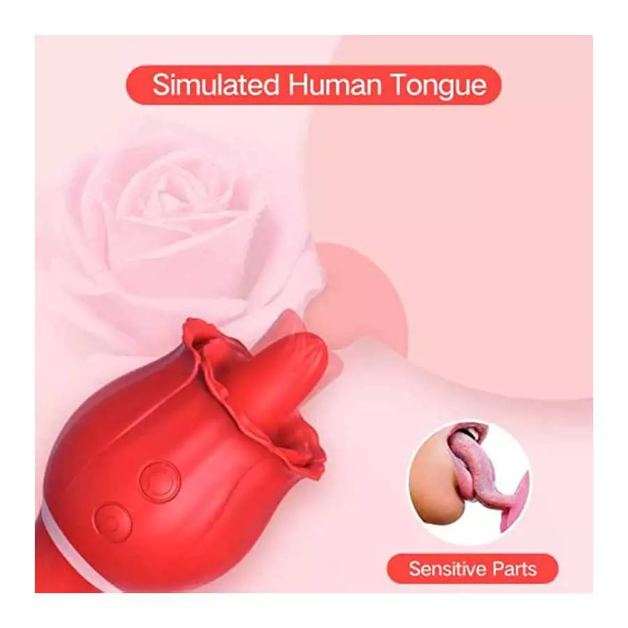 Rose Tongue Vibrator Sex Toys for Women Pleasure, Kiki’s Toy Licking Adult Vibrator Massager Adult Toy with 10 Licking & 20 Vibr
