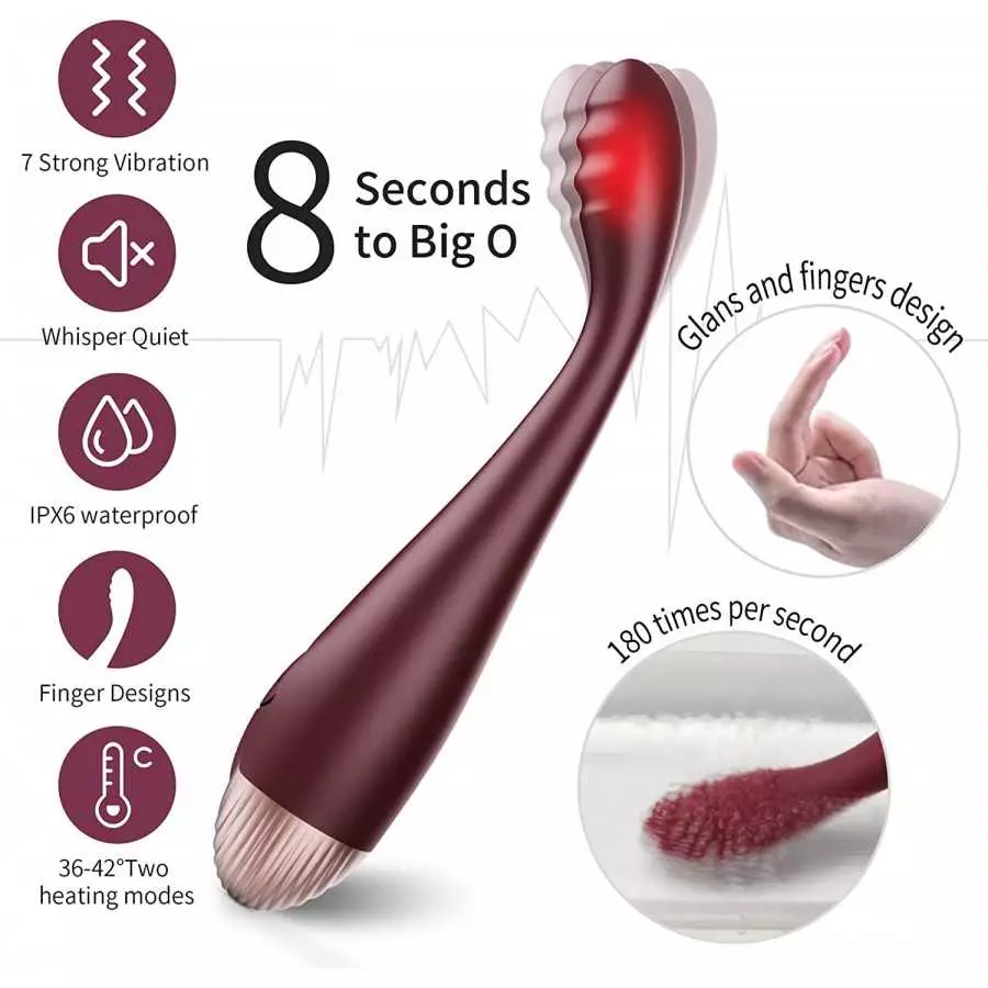 G Spot Clitoral Vibrator, Quick Orgasm Finger Vibe with 7 Vibrations & 2 Heating Modes for Nipple Vagina Tits Clits Clitoris Ana