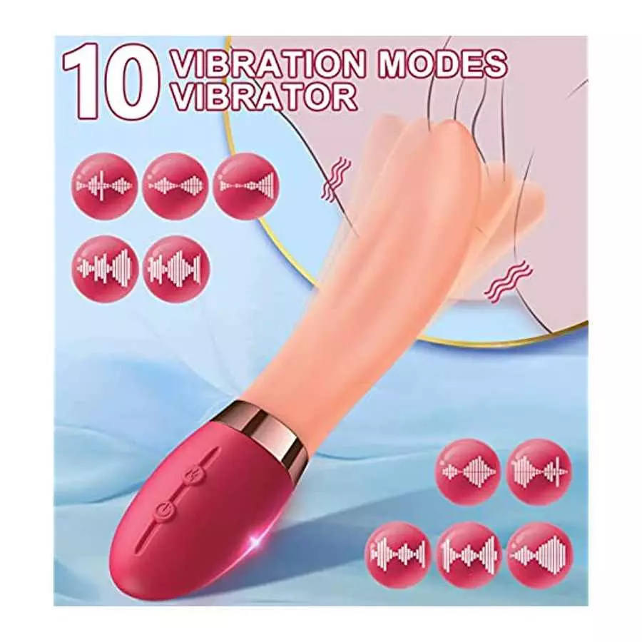 Clitoris Tongue Licking Vibrator,G-spot Nipple Stimulator wiht 10 Vibration Modes Heating Soft Dildo Vibrators USB Rechargeable,