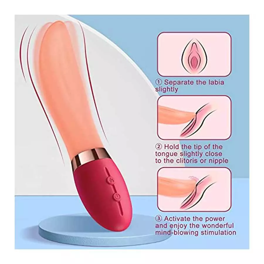 Clitoris Tongue Licking Vibrator,G-spot Nipple Stimulator wiht 10 Vibration Modes Heating Soft Dildo Vibrators USB Rechargeable,