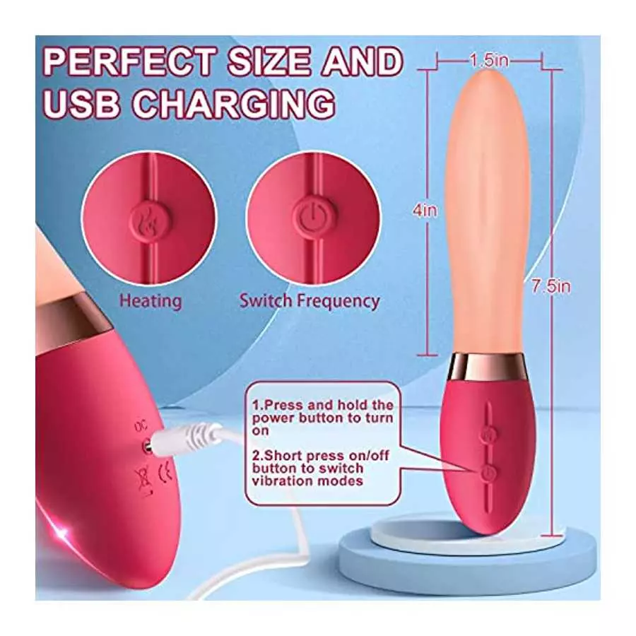 Clitoris Tongue Licking Vibrator,G-spot Nipple Stimulator wiht 10 Vibration Modes Heating Soft Dildo Vibrators USB Rechargeable,
