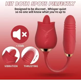 Rose Vibrator Toy for Women - 3 in 1 Clitoral Stimulator Tongue Licking Thrusting Vibrator with 10 Modes, Rose Adult Sex Toys Ga Rose Vibrator Toy for Women - 3 in 1 Clitoral Stimulator Tongue Licking Thrusting Vibrator with 10 Modes, Rose Adult Sex Toys Ga