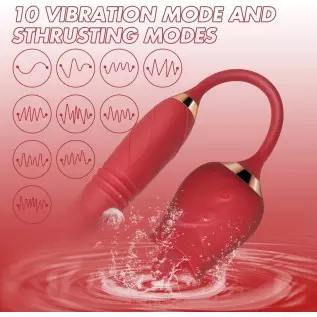 Rose Vibrator Toy for Women - 3 in 1 Clitoral Stimulator Tongue Licking Thrusting Vibrator with 10 Modes, Rose Adult Sex Toys Ga Rose Vibrator Toy for Women - 3 in 1 Clitoral Stimulator Tongue Licking Thrusting Vibrator with 10 Modes, Rose Adult Sex Toys Ga