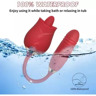 Rose Vibrator Toy for Women - 3 in 1 Clitoral Stimulator Tongue Licking Thrusting Vibrator with 10 Modes, Rose Adult Sex Toys Ga Rose Vibrator Toy for Women - 3 in 1 Clitoral Stimulator Tongue Licking Thrusting Vibrator with 10 Modes, Rose Adult Sex Toys Ga