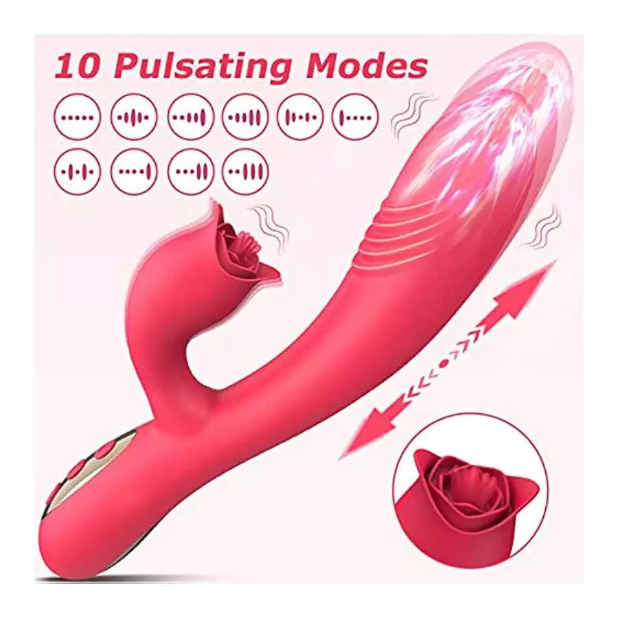 Thrusting Rabbit G Spot Vibrators Sex Toys for Woman with 10 Thrusting Modes 10 Vibration Modes Triple Stimulator Waterproof Rec