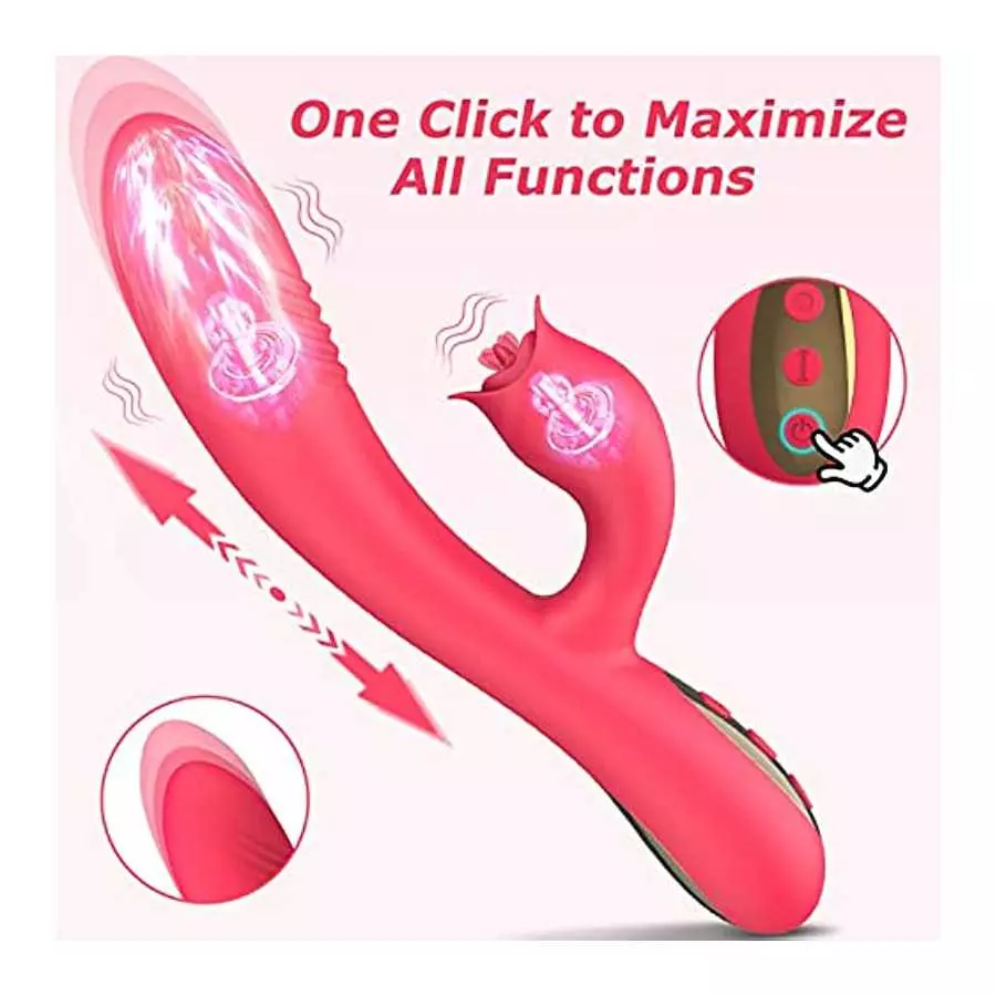 Thrusting Rabbit G Spot Vibrators Sex Toys for Woman with 10 Thrusting Modes 10 Vibration Modes Triple Stimulator Waterproof Rec