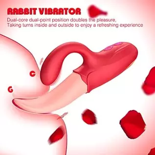 Clitoral Tongue Licking Vibrator, Rose Toy 2 in 1 for Women,G-spot Nipple Stimulator with 10 Vibration Modes Dildo Vibrators Adu Clitoral Tongue Licking Vibrator, Rose Toy 2 in 1 for Women,G-spot Nipple Stimulator with 10 Vibration Modes Dildo Vibrators Adu