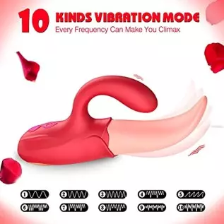 Clitoral Tongue Licking Vibrator, Rose Toy 2 in 1 for Women,G-spot Nipple Stimulator with 10 Vibration Modes Dildo Vibrators Adu Clitoral Tongue Licking Vibrator, Rose Toy 2 in 1 for Women,G-spot Nipple Stimulator with 10 Vibration Modes Dildo Vibrators Adu