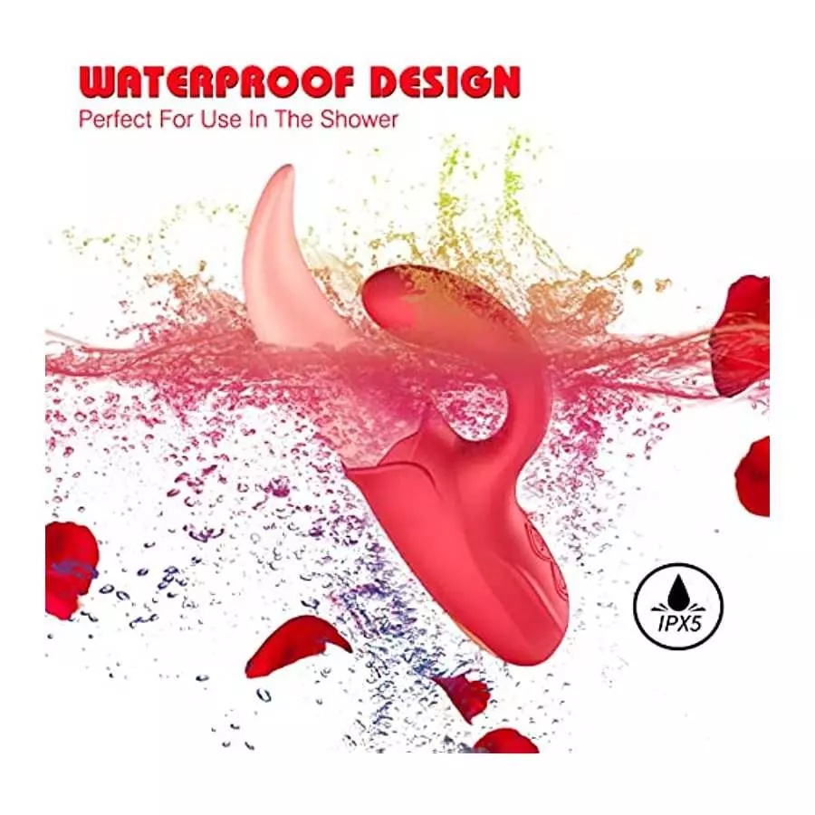 Clitoral Tongue Licking Vibrator, Rose Toy 2 in 1 for Women,G-spot Nipple Stimulator with 10 Vibration Modes Dildo Vibrators Adu