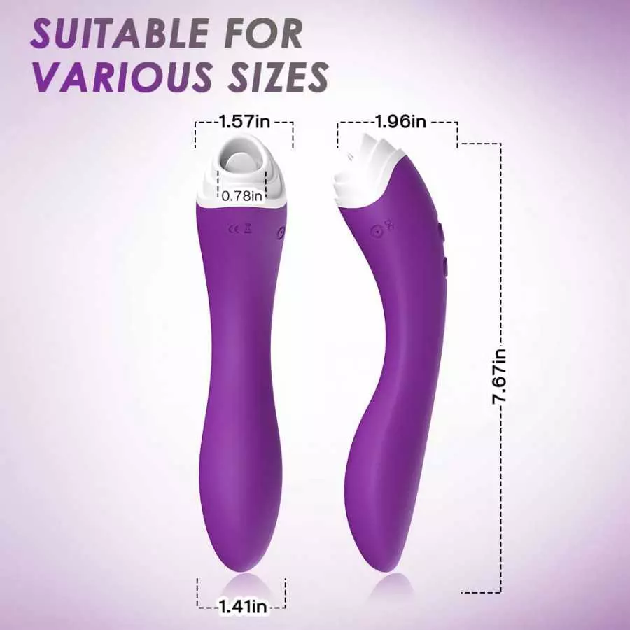 2 in 1 Tongue Licking And G Spot Dildo Vibrator- With Heating Function Nine Tongue Licking Vibration Modes, Nipples Clit Vagina 