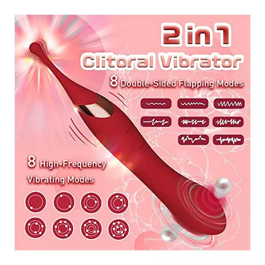 High Frequency Clitoral Vibrator G Spot Stimulator with Double-Sided Flapping, 2 in 1 Powerful Vibrating & Hitting Clit Nipple M