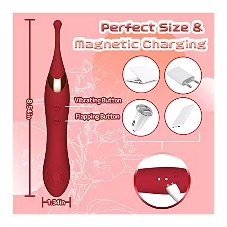 High Frequency Clitoral Vibrator G Spot Stimulator with Double-Sided Flapping, 2 in 1 Powerful Vibrating & Hitting Clit Nipple M