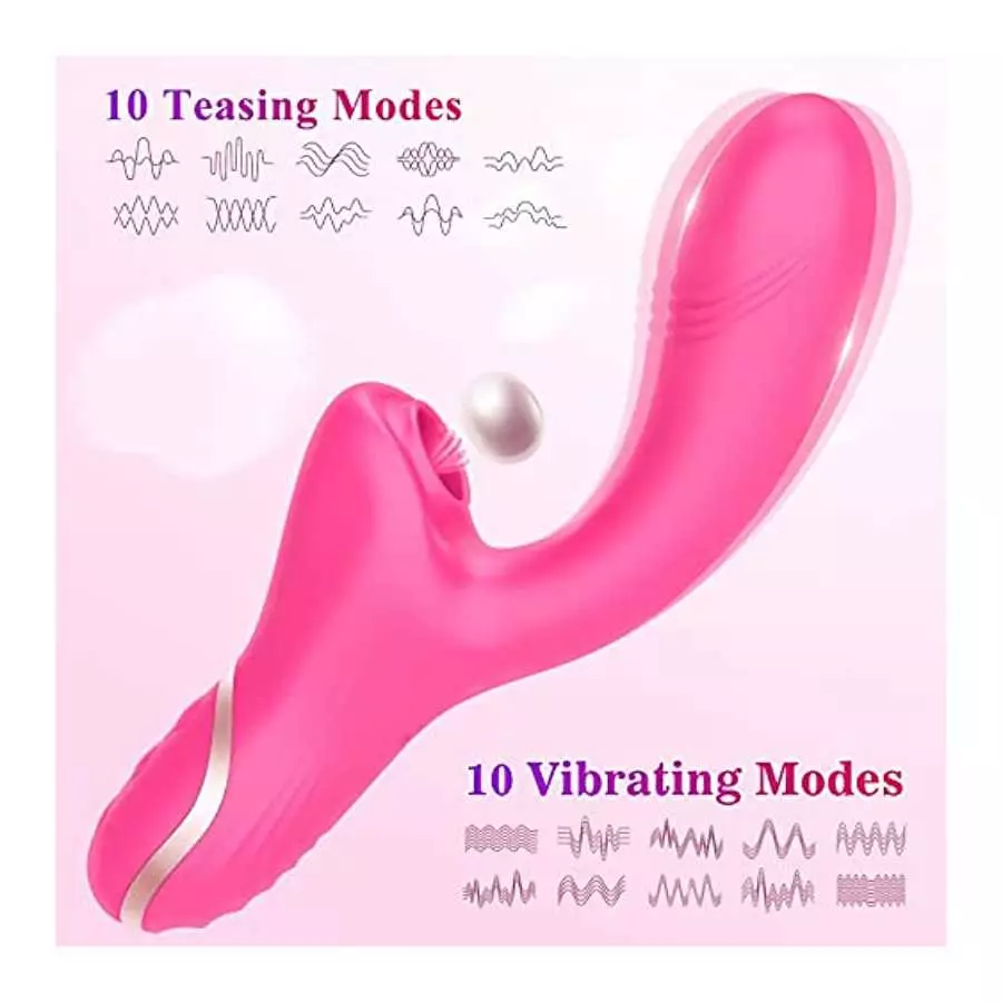 G Spot Clitoral Vibrator with 10 Licking & Vibrating Modes, Banenu Rose Toy Dual Stimulation Tongue Licking Dildo Vibrator Clito