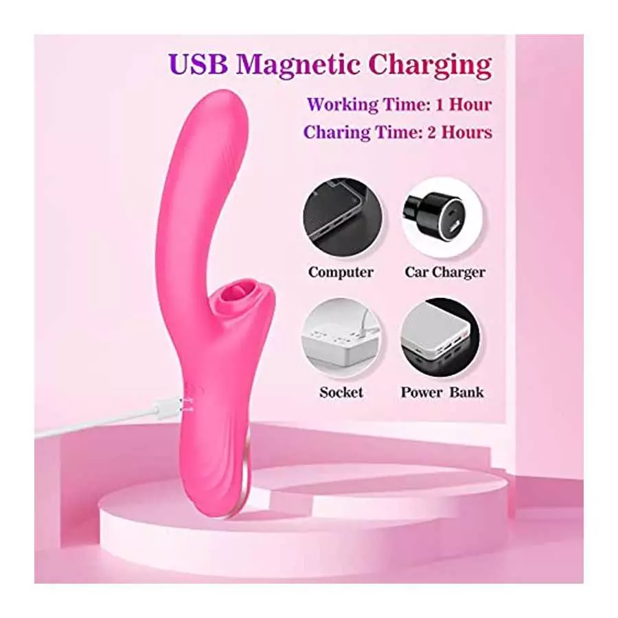 G Spot Clitoral Vibrator with 10 Licking & Vibrating Modes, Banenu Rose Toy Dual Stimulation Tongue Licking Dildo Vibrator Clito