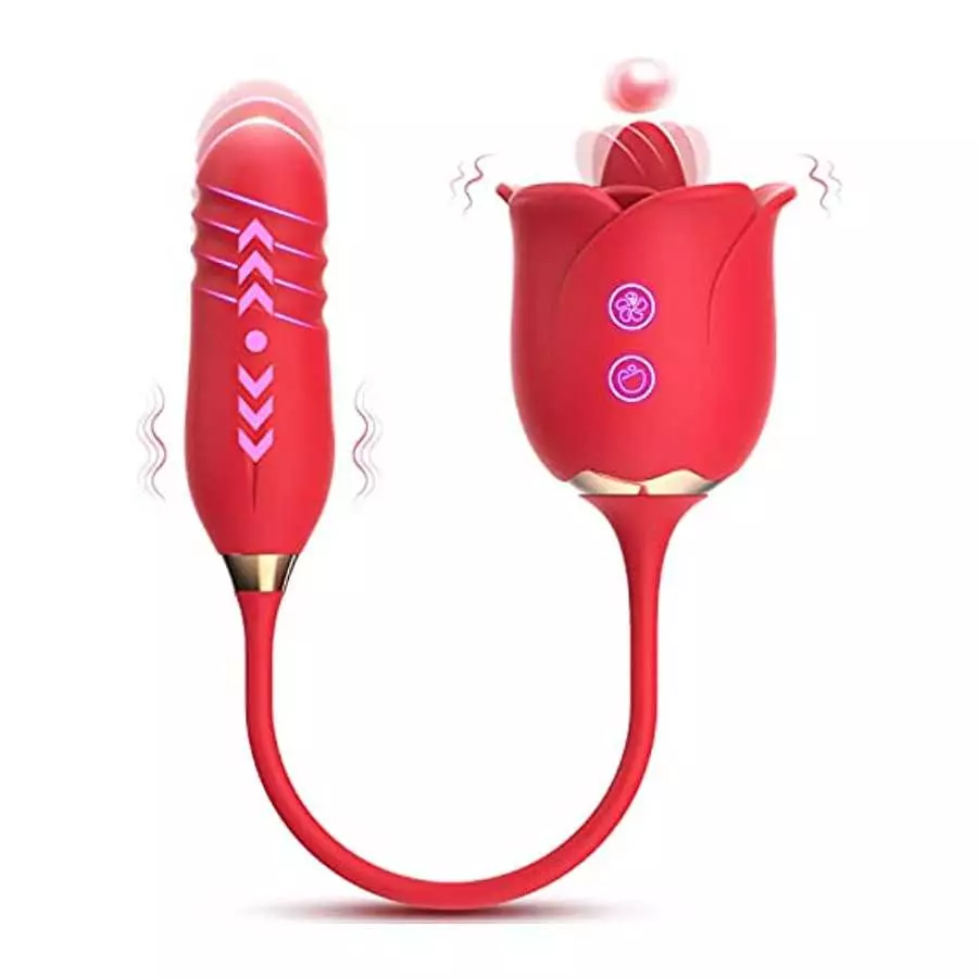Rose Toy for Women, G Spot Thrusting Dildo Vibrator Adult Sex Toys for Clitoris Stimulation with Tongue Licking Vibration Clitor Rose Toy for Women, G Spot Thrusting Dildo Vibrator Adult Sex Toys for Clitoris Stimulation with Tongue Licking Vibration Clitor