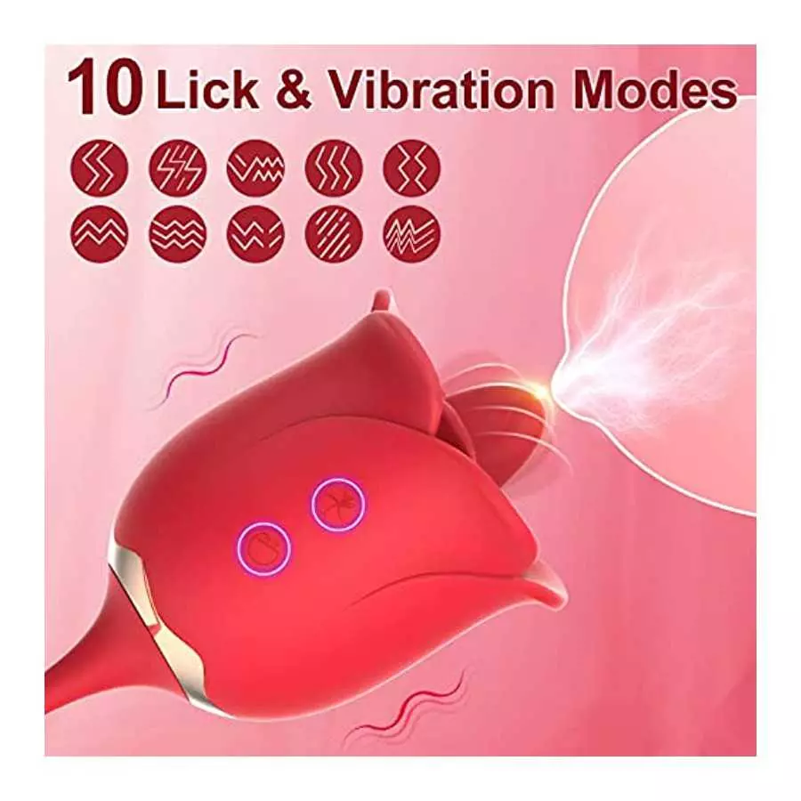 Rose Toy for Women, G Spot Thrusting Dildo Vibrator Adult Sex Toys for Clitoris Stimulation with Tongue Licking Vibration Clitor