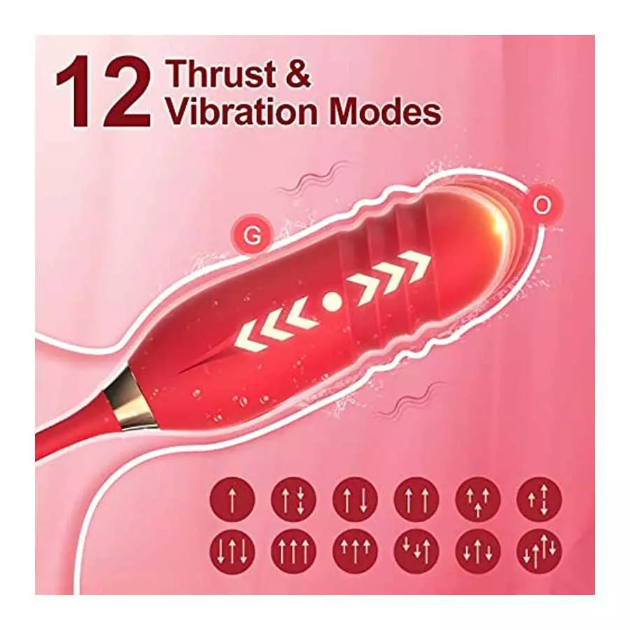 Rose Toy for Women, G Spot Thrusting Dildo Vibrator Adult Sex Toys for Clitoris Stimulation with Tongue Licking Vibration Clitor
