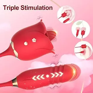 Rose Toy for Women, G Spot Thrusting Dildo Vibrator Adult Sex Toys for Clitoris Stimulation with Tongue Licking Vibration Clitor Rose Toy for Women, G Spot Thrusting Dildo Vibrator Adult Sex Toys for Clitoris Stimulation with Tongue Licking Vibration Clitor