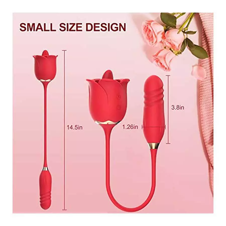 Rose Toy for Women, G Spot Thrusting Dildo Vibrator Adult Sex Toys for Clitoris Stimulation with Tongue Licking Vibration Clitor