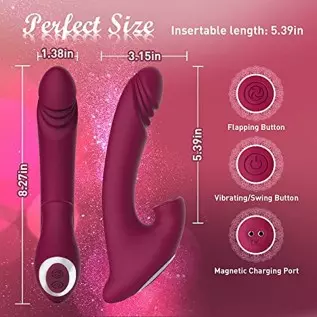 Clitoral Vibrator Wiggling G Spot Vibrator, Clit Vaginal Stimulator Realistic Dildo with 7 Flapping & Vibrating Modes, Rechargea Clitoral Vibrator Wiggling G Spot Vibrator, Clit Vaginal Stimulator Realistic Dildo with 7 Flapping & Vibrating Modes, Rechargea