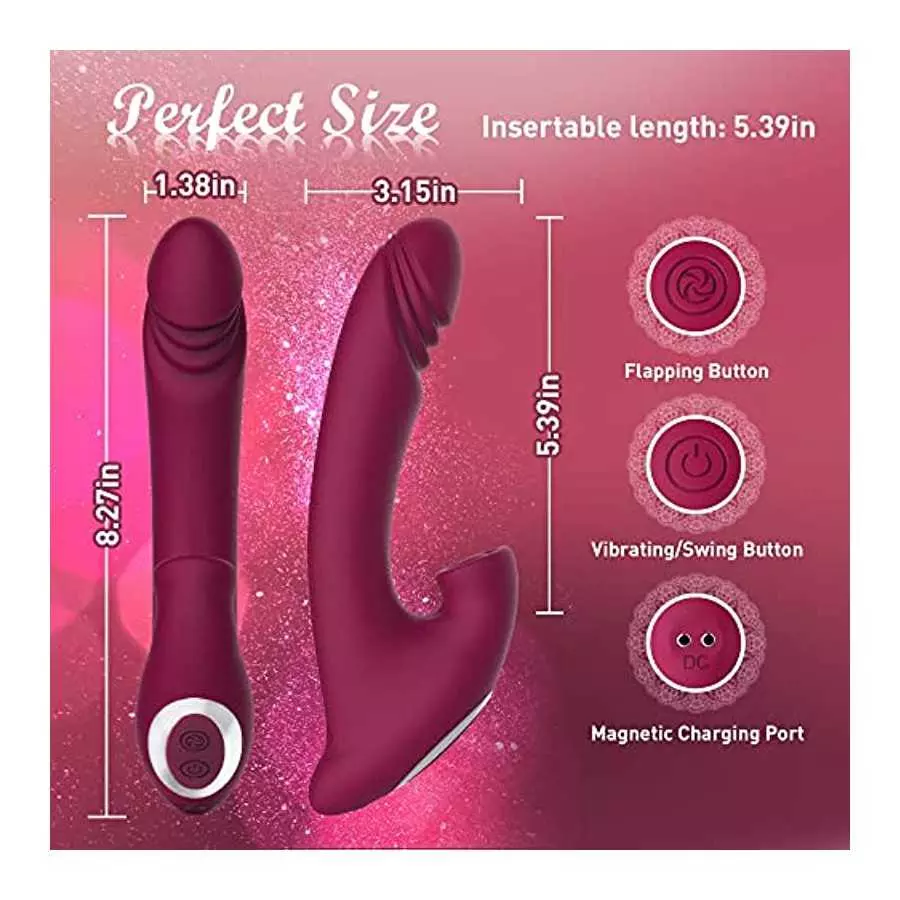 Clitoral Vibrator Wiggling G Spot Vibrator, Clit Vaginal Stimulator Realistic Dildo with 7 Flapping & Vibrating Modes, Rechargea
