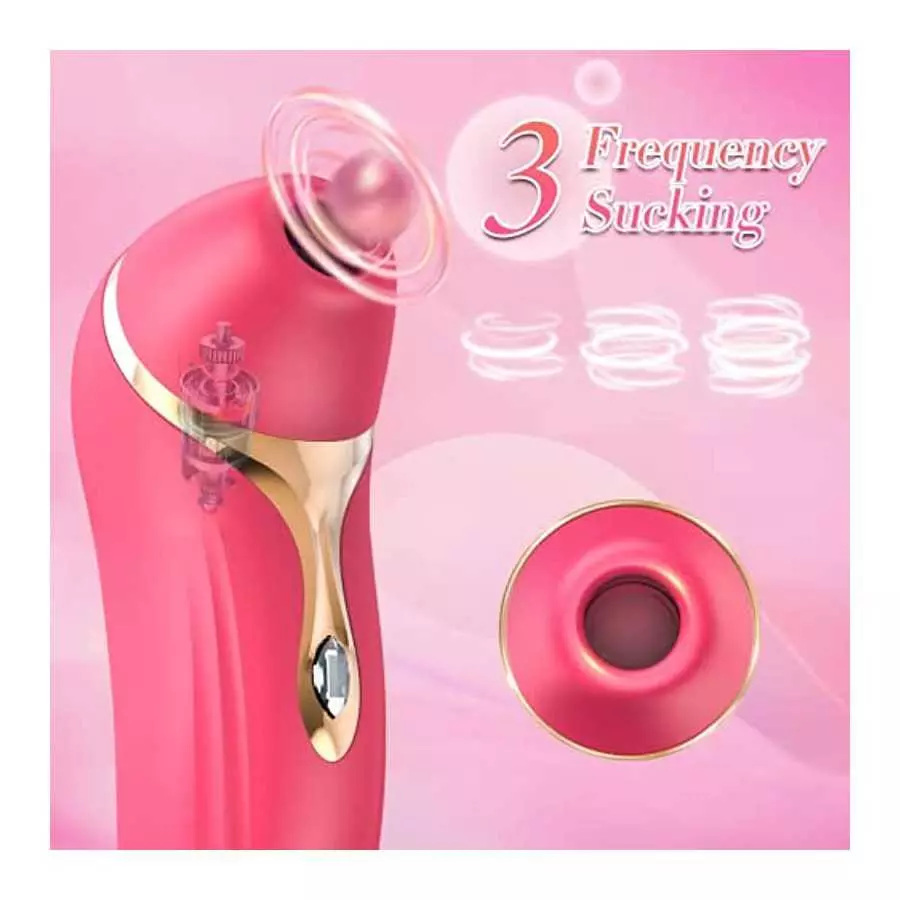Clitoral Sucking,Women Vibrator Sex Toys,Clit Nipple Stimulation with 3 Pulse Pure Suction Intensity,G spot Dildo Vibrator Rose 