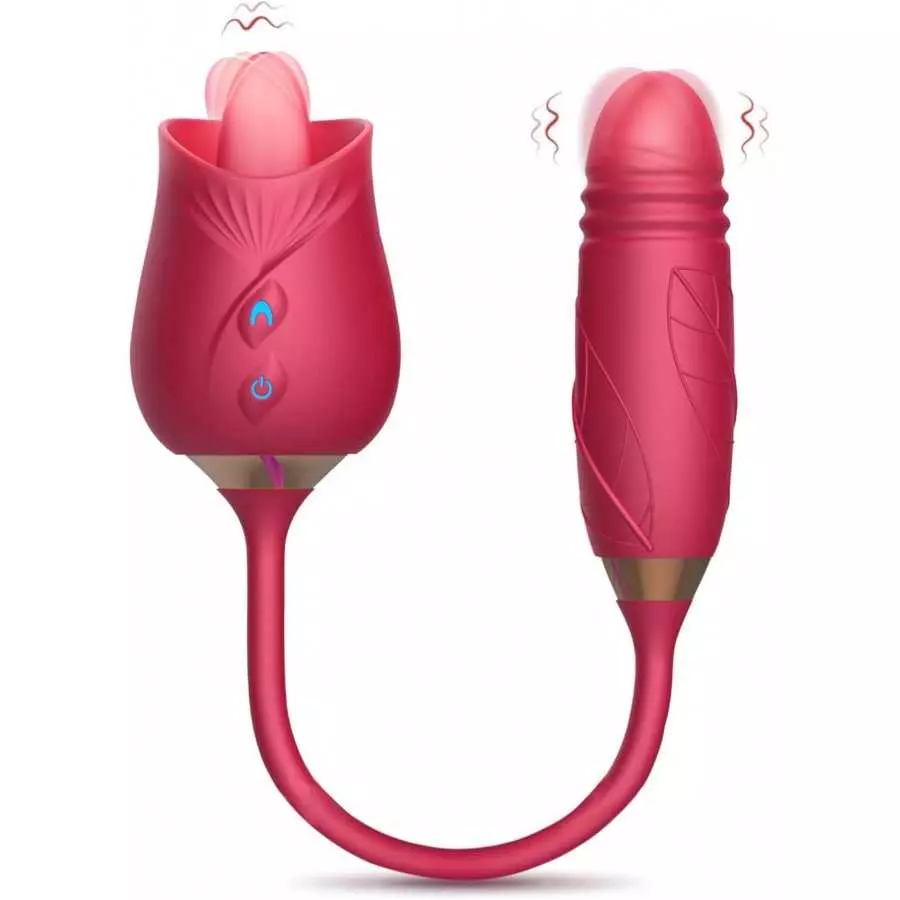 Rose Toy Vibrator for Women, Nipple Clitoral Stimulator Rose Toy, Thrusting Dildo Tongue Licking Vibrator with 9 Modes, Clitoris Rose Toy Vibrator for Women, Nipple Clitoral Stimulator Rose Toy, Thrusting Dildo Tongue Licking Vibrator with 9 Modes, Clitoris