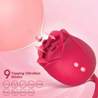 Rose Sex Stimulator for Women - 9 Thrusting & 9 Flapping Adult Sex Toys & Games, Rose Toy Dildo G Spot Vibrator with Anal Butt P