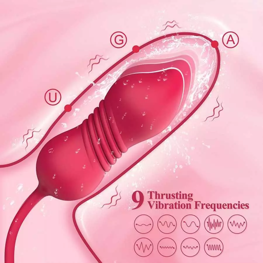 Rose Sex Stimulator for Women - 9 Thrusting & 9 Flapping Adult Sex Toys & Games, Rose Toy Dildo G Spot Vibrator with Anal Butt P