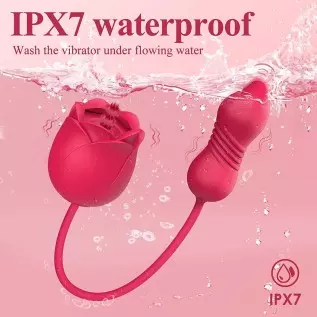 Rose Sex Stimulator for Women - 9 Thrusting & 9 Flapping Adult Sex Toys & Games, Rose Toy Dildo G Spot Vibrator with Anal Butt P