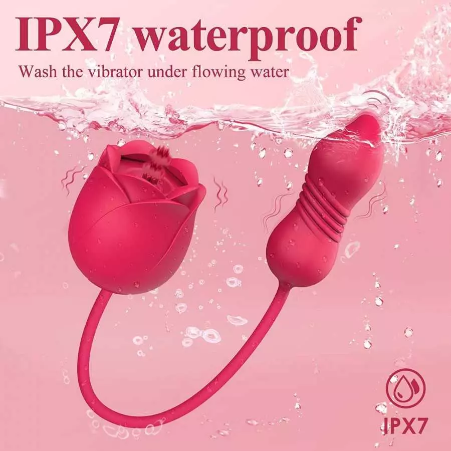 Rose Sex Stimulator for Women - 9 Thrusting & 9 Flapping Adult Sex Toys & Games, Rose Toy Dildo G Spot Vibrator with Anal Butt P