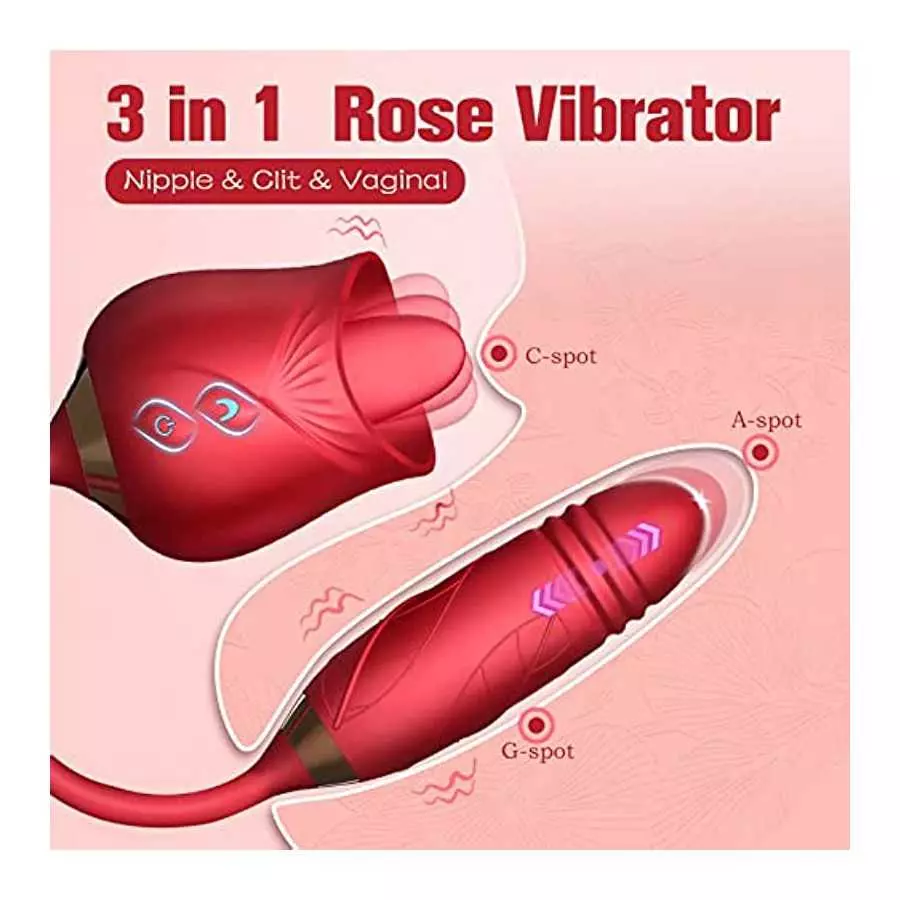 Rose Sex Stimulator for Women, Rose Toys Woman Sex Thrusting and Licking, Rose Adult Sex Toys Games Clitoral Tongue Thrusting G 