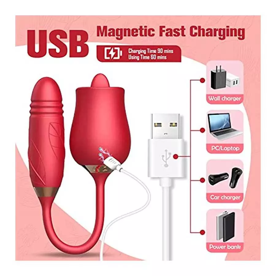 Rose Sex Stimulator for Women, Rose Toys Woman Sex Thrusting and Licking, Rose Adult Sex Toys Games Clitoral Tongue Thrusting G 