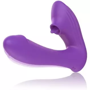 Adult Sex Toy Vibrator for Women Couples - 2 in 1 Sex Clitoral Tongue Licking Sucking G Spot Dildo Vibrator with 10 Modes, Clit 