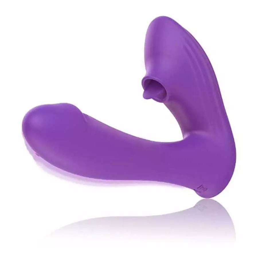 Adult Sex Toy Vibrator for Women Couples - 2 in 1 Sex Clitoral Tongue Licking Sucking G Spot Dildo Vibrator with 10 Modes, Clit 