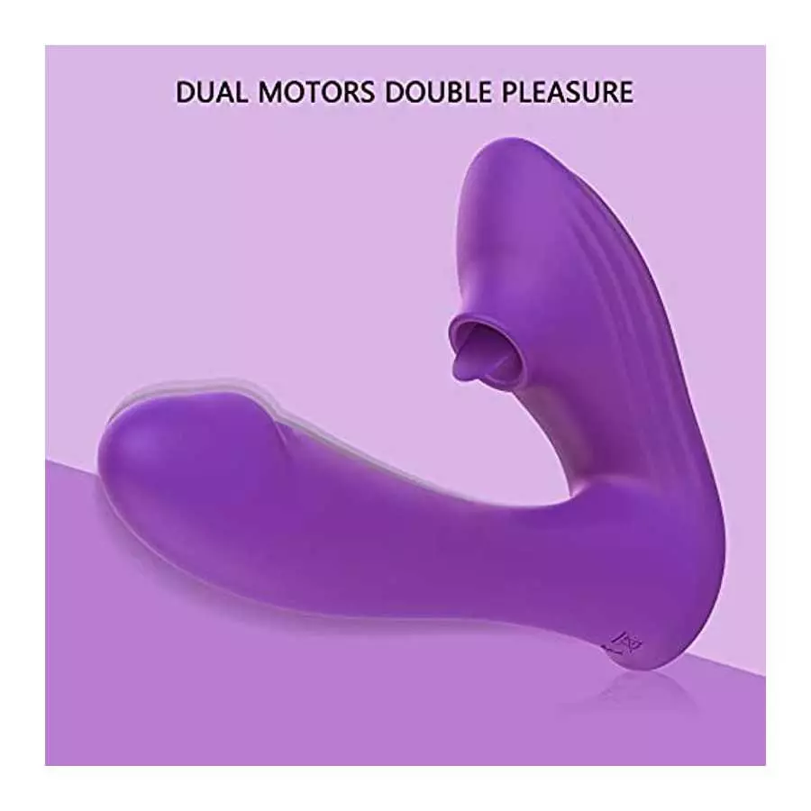 Adult Sex Toy Vibrator for Women Couples - 2 in 1 Sex Clitoral Tongue Licking Sucking G Spot Dildo Vibrator with 10 Modes, Clit 