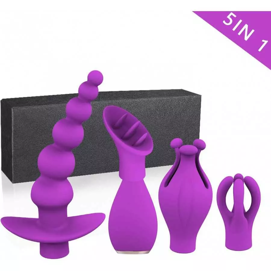 G-spot Massage Vibrator 10 Vibration Modes Clitoral Stimulation Backyard Massage Adult Sex Toys 5 Pcs Set for Couples Play(Black