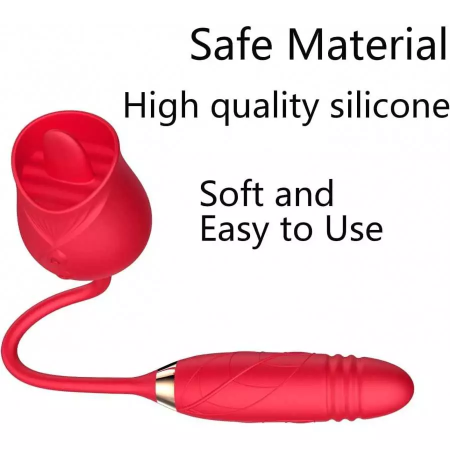 Rose Sex Stimulator for Women Tongue Licking G Spot Dildo Vibrator with 10 Modes 3 in 1 Clitoral Sucking Stimulator Adult Sex To