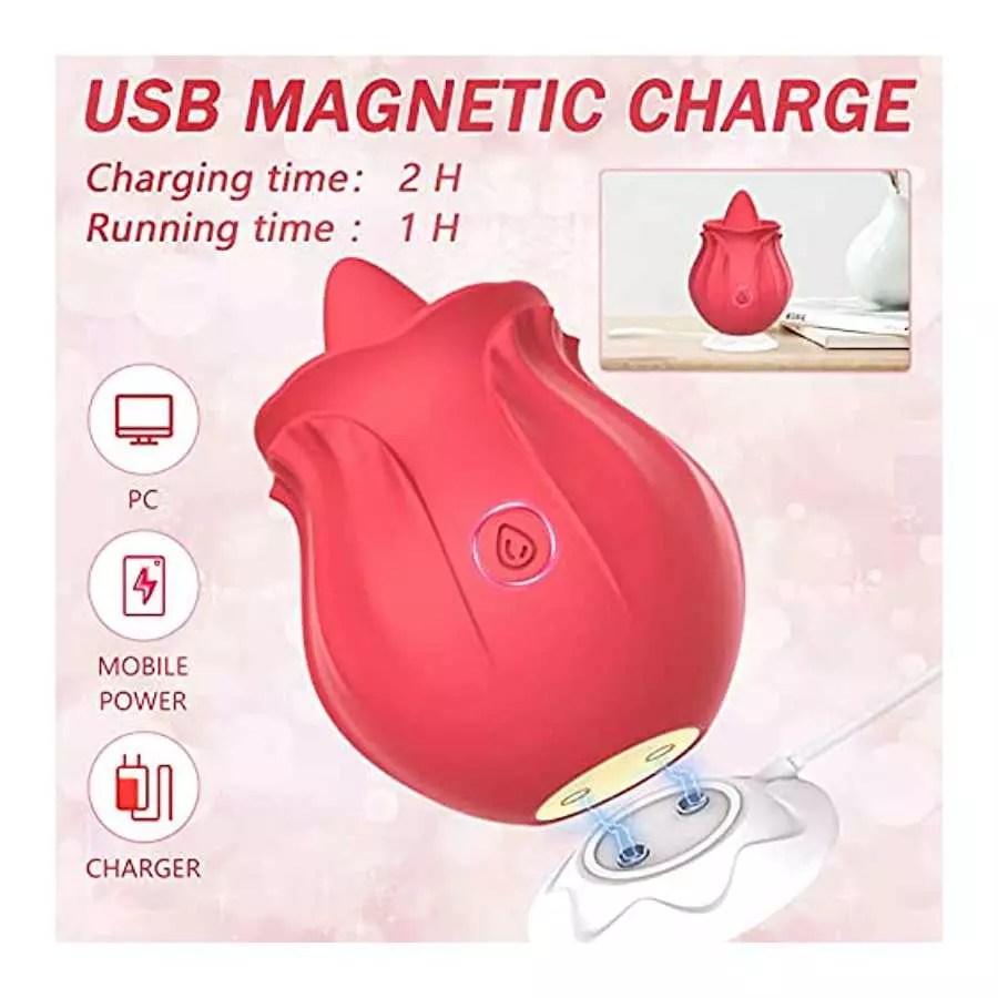 2022 Rose Toy for Women - Small Rose Vibrator Sex Stimulator Personal Massager for Women, Rose Tongue Licking Toy with 10 Modes,