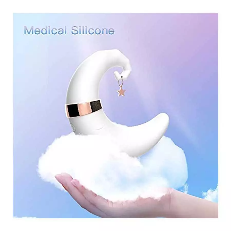 Moon Vibrator for Female,2 in 1 Air Pulse Clitoral Nipple Stimulation Massager,Suitable for Women and Couples G-Spot Pleasure