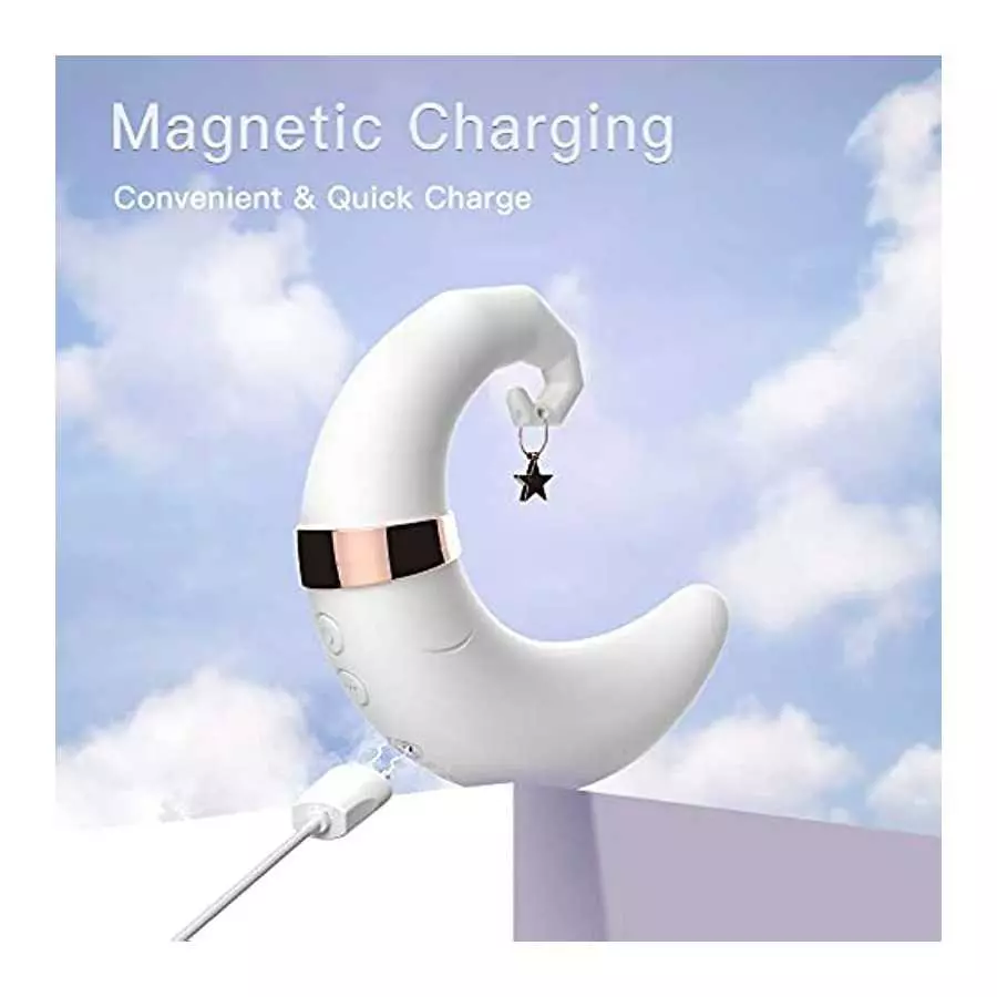 Moon Vibrator for Female,2 in 1 Air Pulse Clitoral Nipple Stimulation Massager,Suitable for Women and Couples G-Spot Pleasure