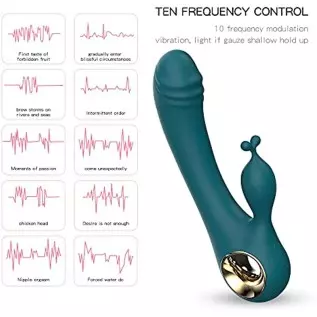 Rabbit Vibrator Sex Toys for Women, G Spot Vibrator Dildo with Bunny Ears 10 Vibrations and One-Click Enhanced Mode, Waterproof Rabbit Vibrator Sex Toys for Women, G Spot Vibrator Dildo with Bunny Ears 10 Vibrations and One-Click Enhanced Mode, Waterproof