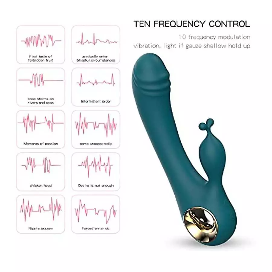 Rabbit Vibrator Sex Toys for Women, G Spot Vibrator Dildo with Bunny Ears 10 Vibrations and One-Click Enhanced Mode, Waterproof 
