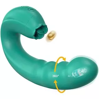 Clitoral Licking Rotating G-Spot Vibrator: 3 in 1 Clit Vibrator with Rotating Anal Dildo & Tongue Toy Licking Support 10 Modes, 
