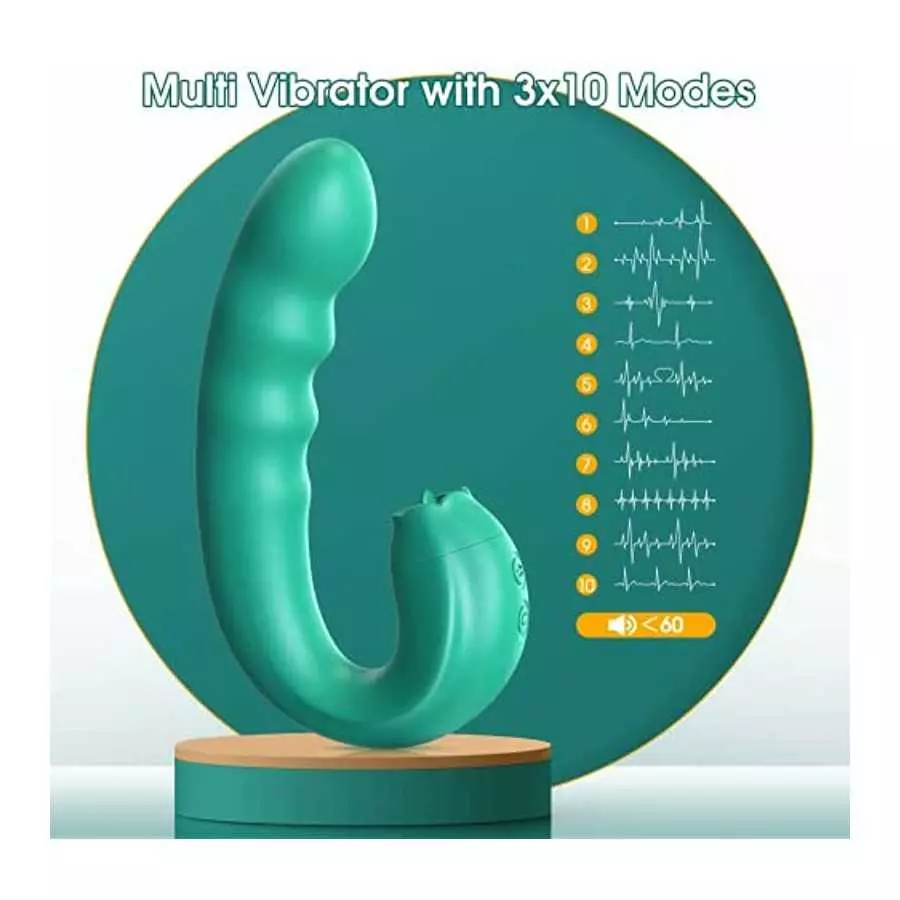 Clitoral Licking Rotating G-Spot Vibrator: 3 in 1 Clit Vibrator with Rotating Anal Dildo & Tongue Toy Licking Support 10 Modes, 