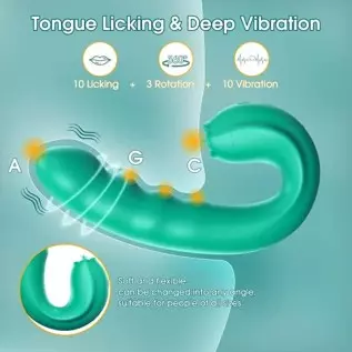 Clitoral Licking Rotating G-Spot Vibrator: 3 in 1 Clit Vibrator with Rotating Anal Dildo & Tongue Toy Licking Support 10 Modes, Clitoral Licking Rotating G-Spot Vibrator: 3 in 1 Clit Vibrator with Rotating Anal Dildo & Tongue Toy Licking Support 10 Modes,