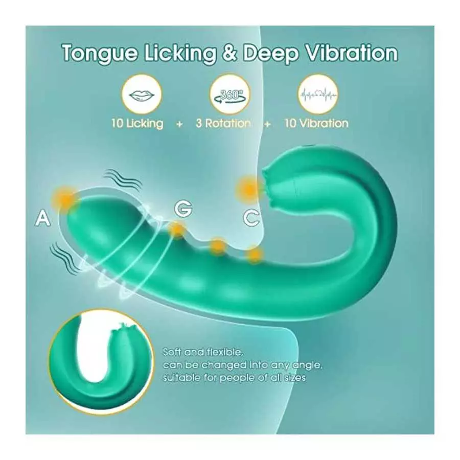 Clitoral Licking Rotating G-Spot Vibrator: 3 in 1 Clit Vibrator with Rotating Anal Dildo & Tongue Toy Licking Support 10 Modes, 